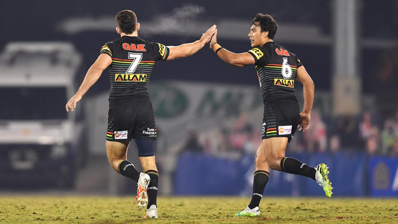 (L-R) Nathan Cleary and Jarome Luai are a deadly duo so how will Luai fare solo? Picture: Robb Cox/NRL Photos