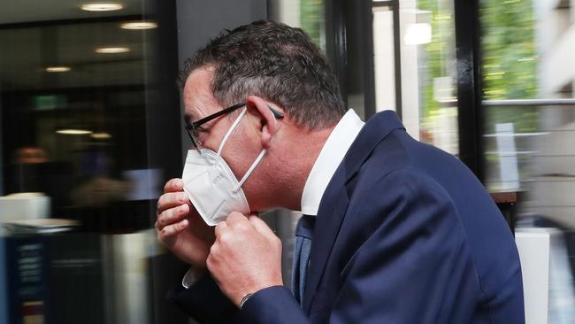 Daniel Andrews has again refused to answer questions about a corruption probe into dealings between the government and firefighters’ union. Picture: NCA NewsWire / David Crosling