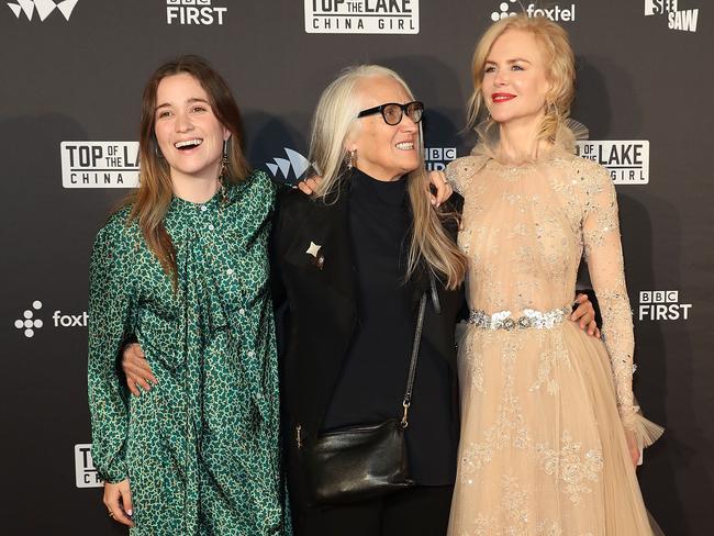 Director of Top of the Lake Jane Campion, middle, with her daughter, Alice Englert, who also stars in the series. Picture: Mark Metcalfe/Getty