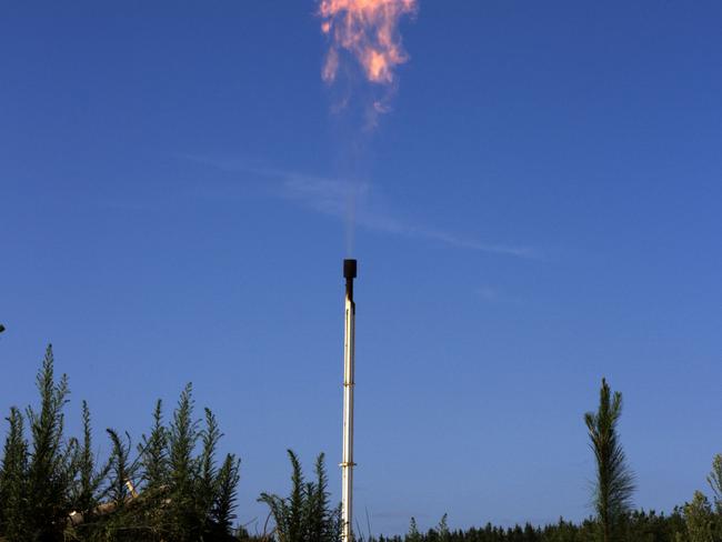 Production testing at Beach Energy's Haselgrove-3 conventional gas well, south of Penola. Picture: Limestone Coast Protection Alliance