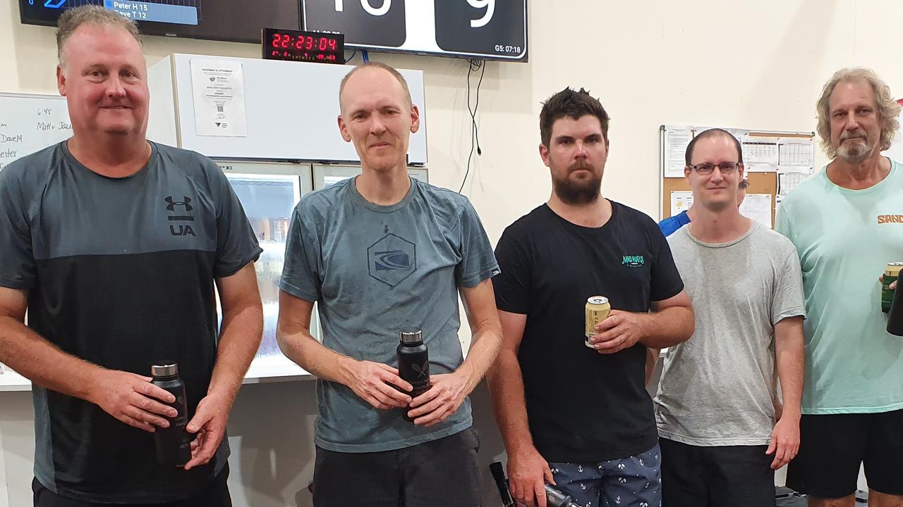 Squash - A-grade runners-up Shane Mills, Chris Upcroft, Casey Ison, Levi McLaren and Bob Gottke.