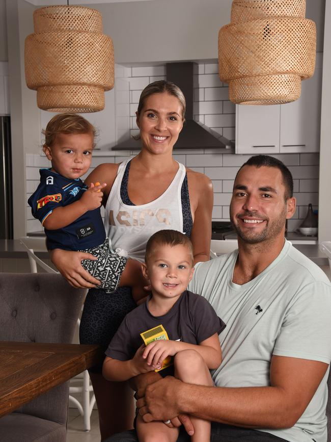 Ryan James, wife Ana and sons Brooklyn and Carter. Picture: Steve Holland