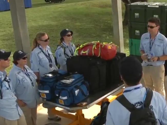 The team assisting with the evacuation of Australians from Wuhan to Australia. Picture: 7 News