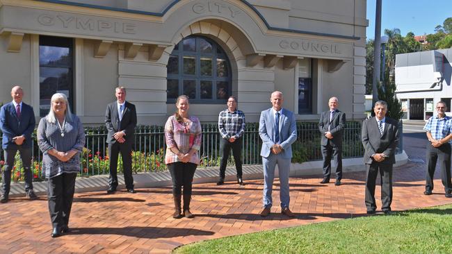 Councillor Dolly Jensen (second from left) was the only councillor to vote against adopting this year’s budget.