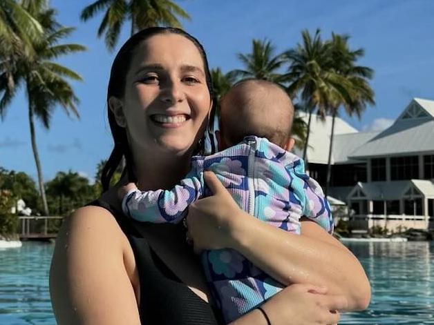 Adelaide restaurateur and MasterChef star Laura Sharrad with her baby Florence. Picture: Facebook