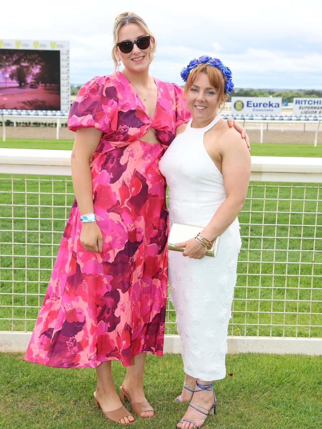 Jordyn Ramage and Eliza Hart attend the Ballarat Cup. Picture: Brendan Beckett