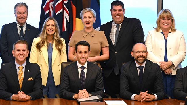 The first meeting of the new LNP cabinet on Monday. Picture: Lyndon Mechielsen