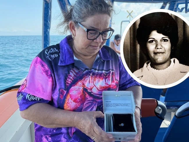 Georgia Vincent with her mum Ruth's (inset) ring, recovered from the Booya wreck.