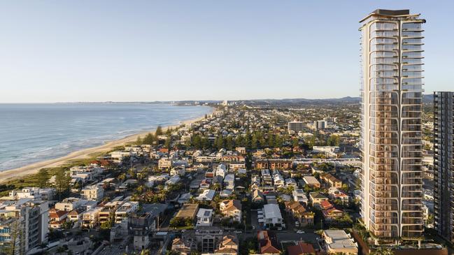 Artist impression of Peerless, a $255m, 36-storey tower proposed for Mermaid Beach by Sunland founder Soheil Abedian, his first project outside of his company. Picture: Supplied.