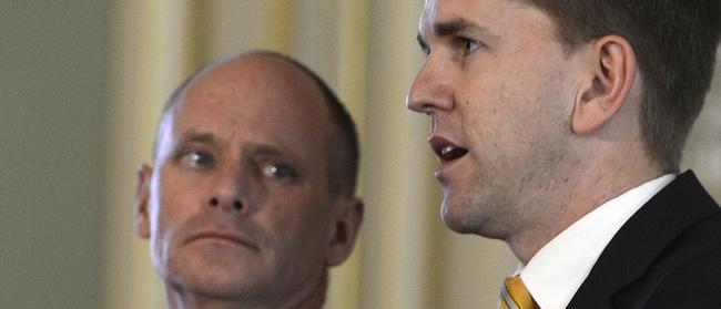 Then-Queensland Premier Campbell Newman and Attorney-General Jarrod Bleijie. (AAP Image/Dan Peled)