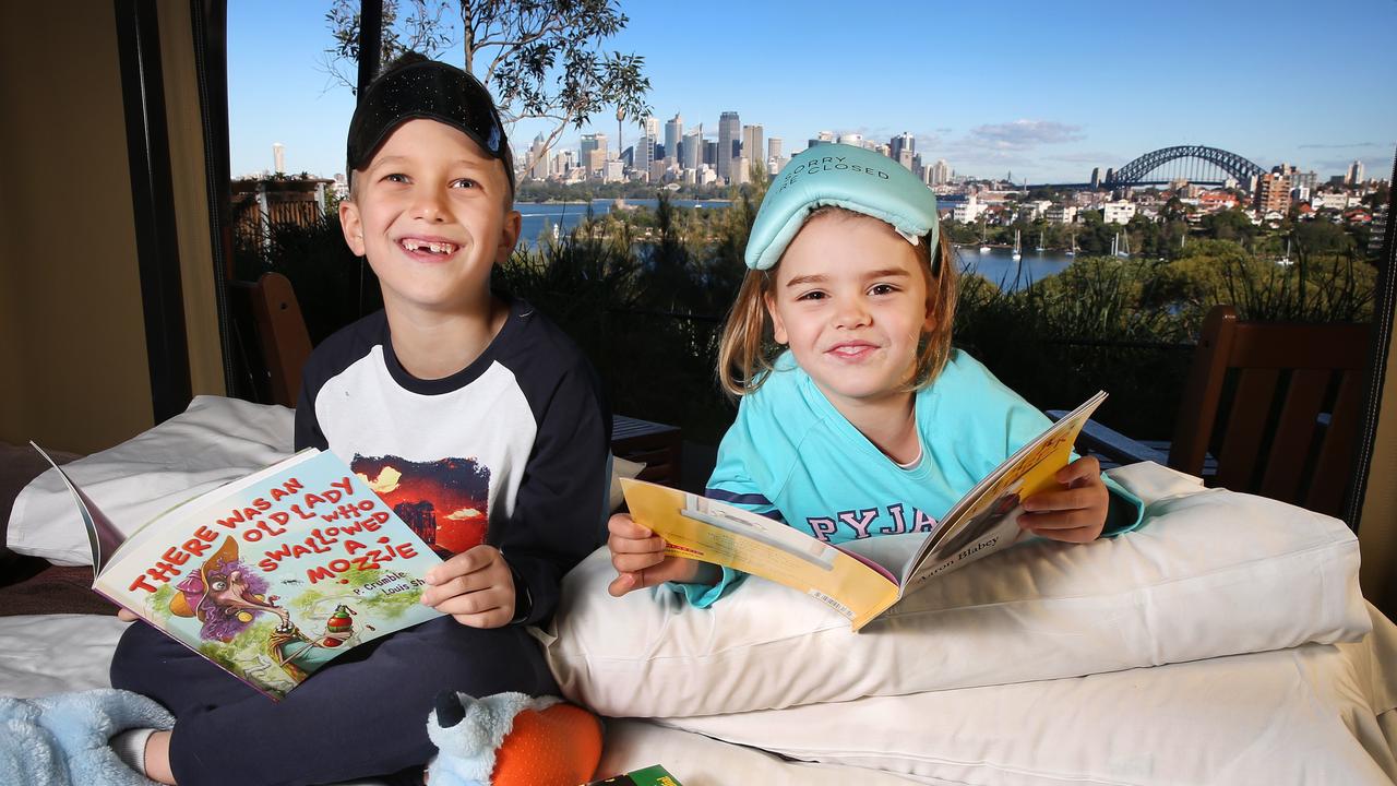 Zak Gibson and Lola Lucey in their tent at Roar and Snore. Photo: Richard Dobson