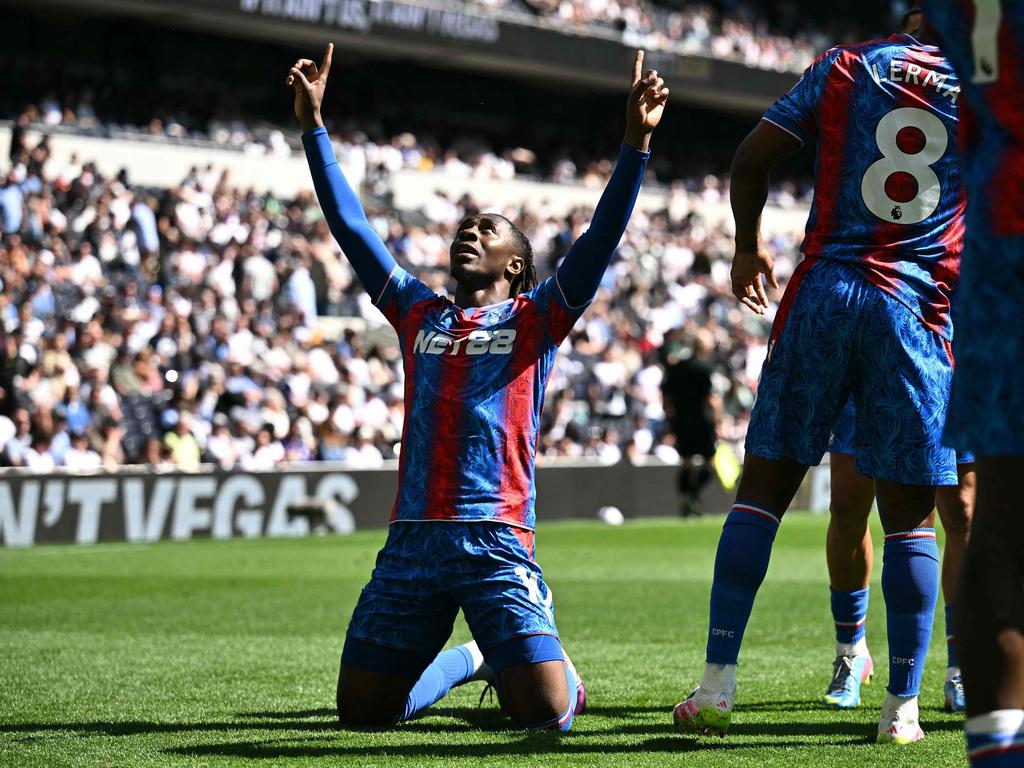 Crystal Palace's Eberechi Eze celebrates after scoring the game’s second goal. Picture: AFP