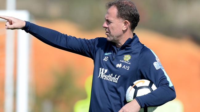 Matildas coach Alen Stajcic gives instructions during a Matildas training session. Picture: Octavio Passos/Getty Images