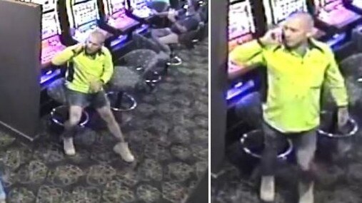 Jye Daniel Southwell at the pokie machine moments before he punched a man, breaking his jaw.