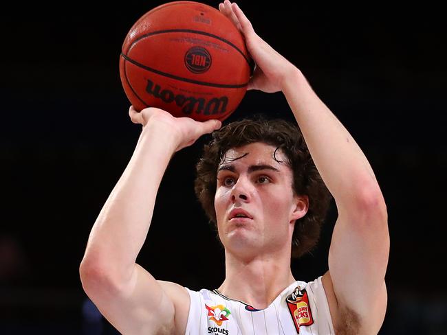 SYDNEY, AUSTRALIA - MAY 09: Josh Giddey of the 36ers shoots during the round 17 NBL match between Sydney Kings and Adelaide 36ers at Qudos Bank Arena, on May 09, 2021, in Sydney, Australia. (Photo by Mark Metcalfe/Getty Images)