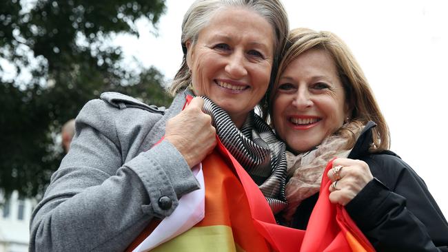 Dr Kerryn Phelps (left) with her partner Jackie Stricker is set to become a City of Sydney councillor.