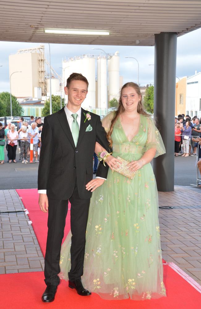 Toowoomba school formals. At the 2023 St Ursula's College formal is graduate Lucy Van Der Poel with her partner. Picture: Rhylea Millar