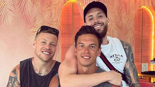 Jordan De Goey with friends Cody and William at Mynx. Picture: Instagram/Mynxbali