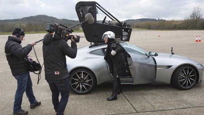 Now THAT is one mighty car: this is the specially designed ‘pod’ Aston Martin DB10 that gets driven from ‘above’