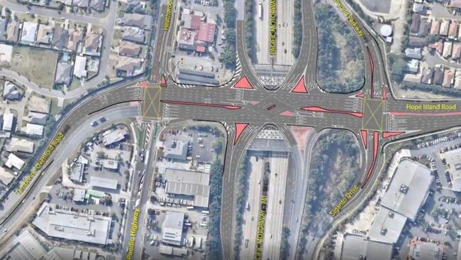 The much-loathed design of the upgraded Exit 57. Picture: Dept of Transport and Main Roads.