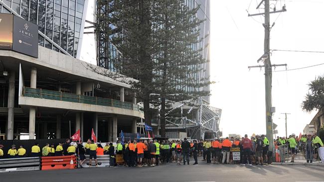 Workers striking. Picture: Sally Coates