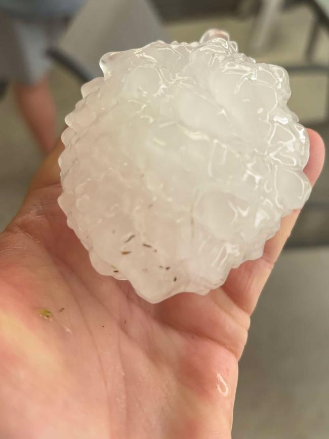 Hail the size of tennis balls was recorded in Queensland on Tuesday. Picture: Higgins Storm Chasing