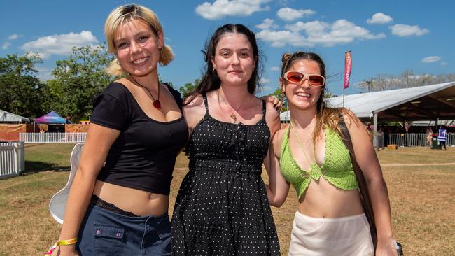 Jarrah Kamholtz, Ella O'Brien and Armani Harris at the 2024 edition of BASSINTHEGRASS. Picture: Pema Tamang Pakhrin