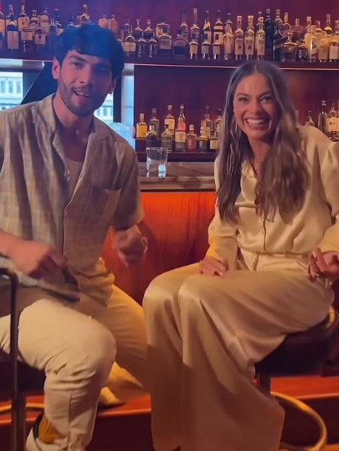 Diego Calva and Margot Robbie in one of their sketches. Picture: Instagram