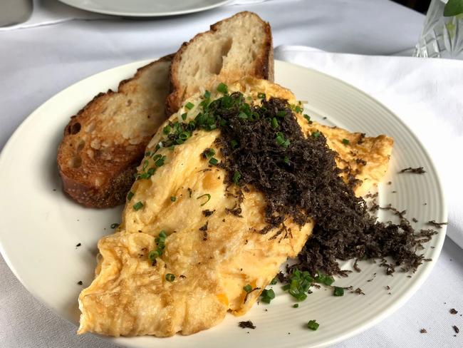 St Claude’s Gruyere Cheese omelette with shaved truffles. Picture: Jenifer Jagielski