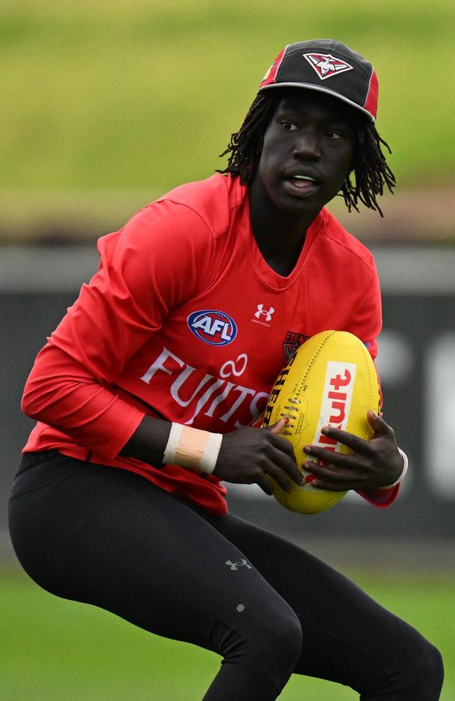 Luamon Lual was taken one pick before the Western Bulldogs would have been able to match a bid on the defender. Picture: Daniel Pockett/Getty Images.