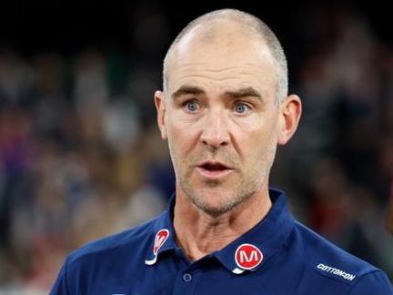 MELBOURNE, AUSTRALIA - MAY 04: Steven King, Assistant Coach of the Cats addresses his players during the 2024 AFL Round 08 match between the Melbourne Demons and the Geelong Cats at The Melbourne Cricket Ground on May 04, 2024 in Melbourne, Australia. (Photo by Dylan Burns/AFL Photos)