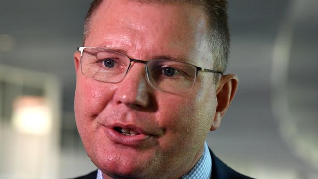 Liberal member for Reid Craig Laundy speaks to the media at Parliament House in Canberra, Monday, October 22, 2018. (AAP Image/Mick Tsikas) NO ARCHIVING