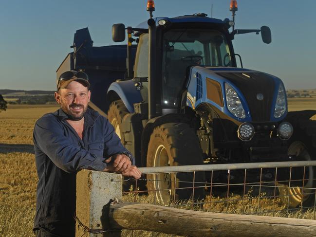 10/12/19 - Jarred Tillery, who is still reaping wheat and barley North of Kapunda.Picture: Tom Huntley