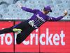 MELBOURNE, AUSTRALIA - JANUARY 21: Wil Parker of the Hurricane drops a catch during the Men's Big Bash League The Eliminator Final match between the Adelaide Strikers and the Hobart Hurricanes at Melbourne Cricket Ground, on January 21, 2022, in Melbourne, Australia. (Photo by Mike Owen - CA/Cricket Australia via Getty Images)
