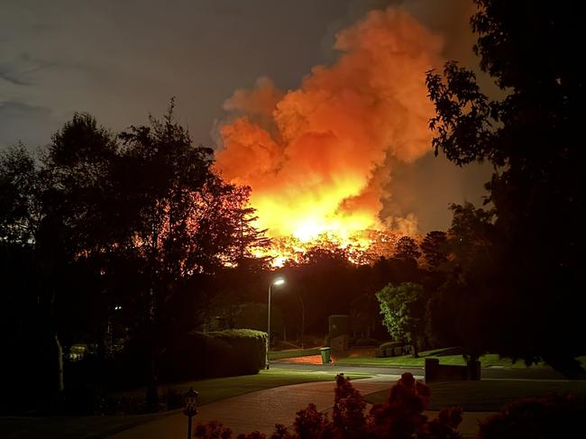 The bushfire at Dr Ken Leversha Reserve in Montrose. Picture: X