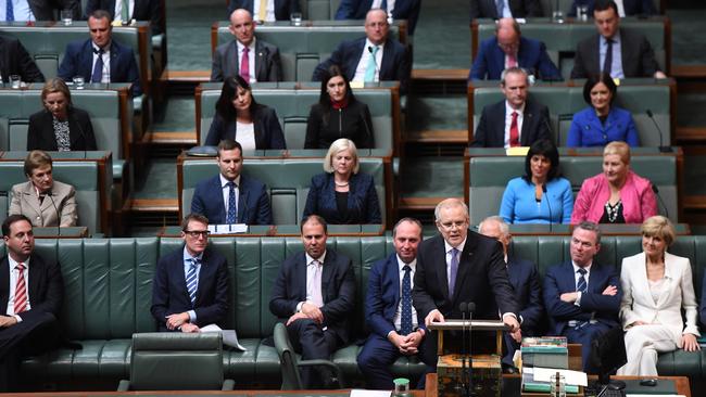 Australian Federal Treasurer Scott Morrison outlines his 2017 Federal Budget. Picture: AAP