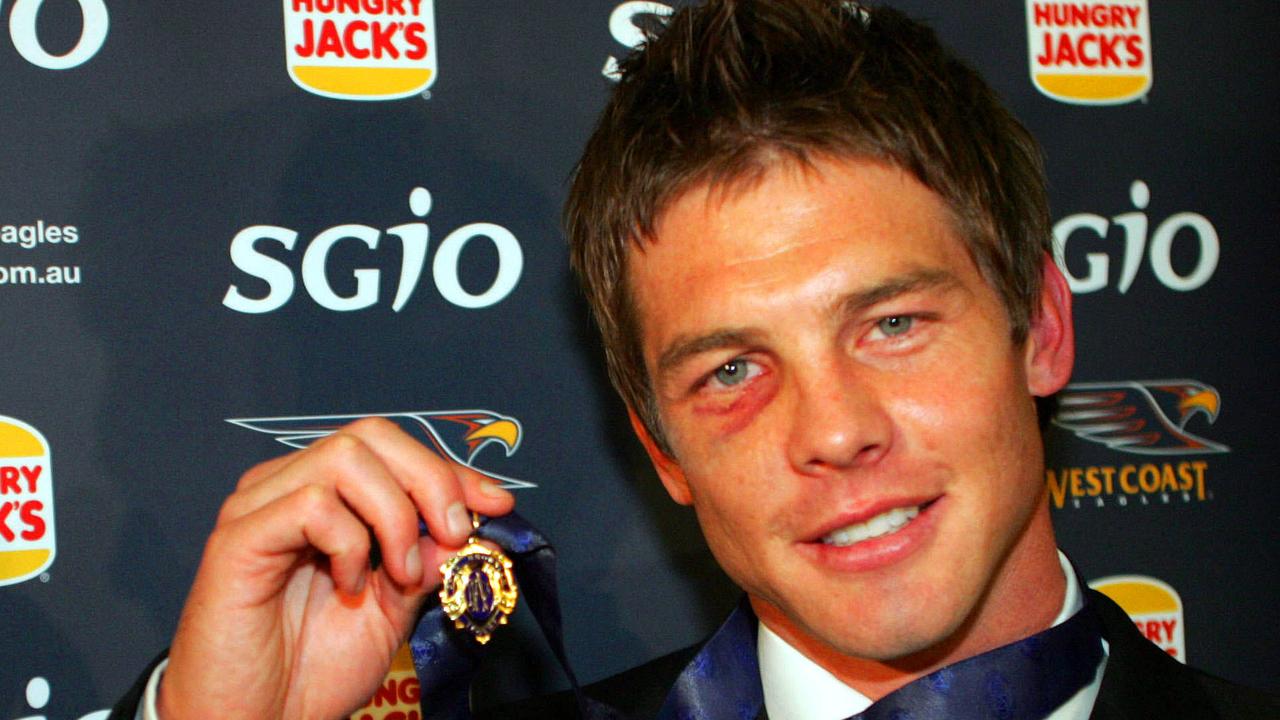 Ben Cousins after winning the 2005 Brownlow Medal. He is set to attend the 2021 event.