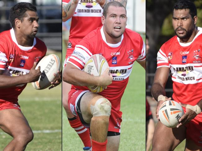 Tom McGrady, Grant Stevens and Hughie Stanley have all been key figures in the South Grafton Rebels lineup over the past decade. Pictures: Matt Elkerton, Debrah Novak