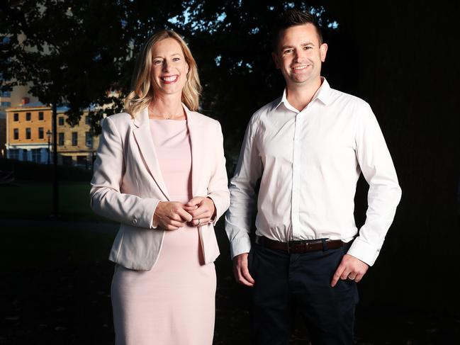 Labor leader Rebecca White with new candidate Dean Winter. Picture: Nikki Davis-Jones