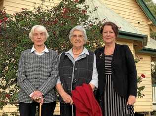 END OF AN ERA: Margaret Lee, Margaret Edwards, and Jillian Waud at the closing of Surat's St John's Anglican Church. Picture: Jorja McDonnell