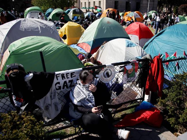 Tents set up by pro-Palestinian protesters on the campus of Columbia University in New York. Picture: Leonardo Munoz (AFP)