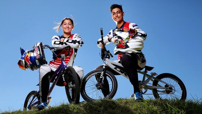 Sibling BMX riders Saya and Kai Sakakibara were both on track for the Tokyo Olympics before Kai’s injury. Picture: Adam Head