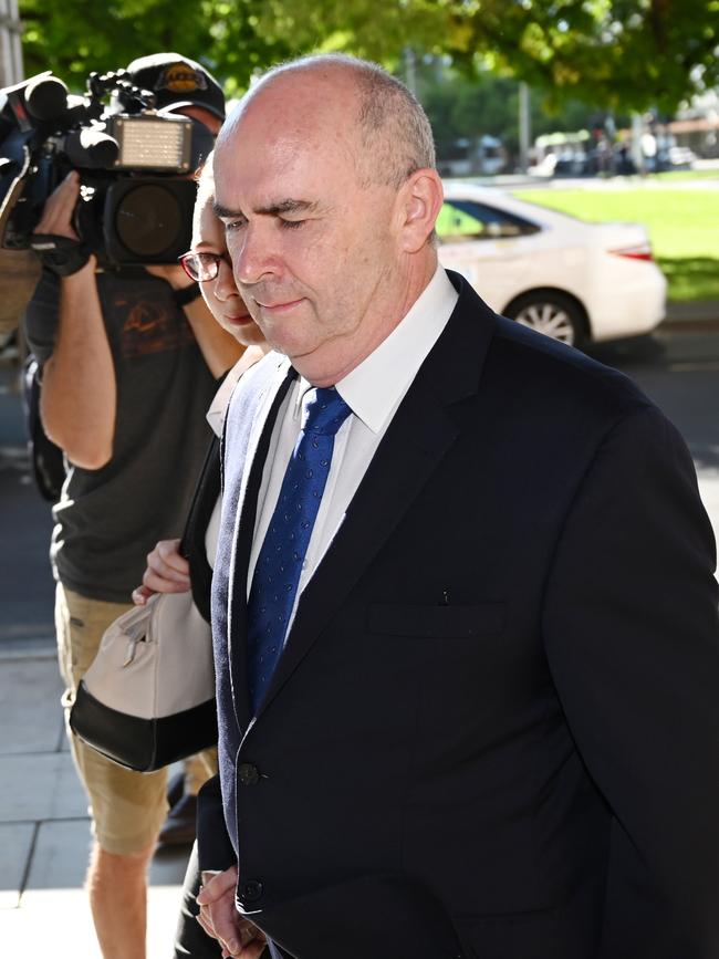 Former SA State Opera artistic director Timothy Adrian Sexton arrives at District Court on Tuesday for the start of his trial for child sex offences. Picture: AAP / David Mariuz