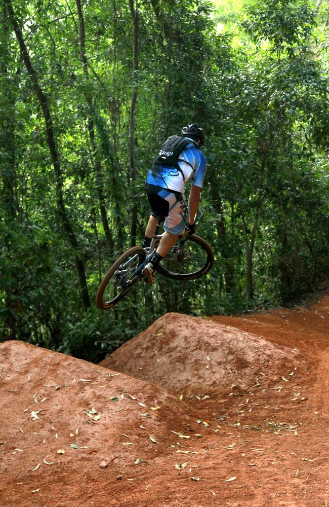 Michael Ronning on the Mountain Bike track .