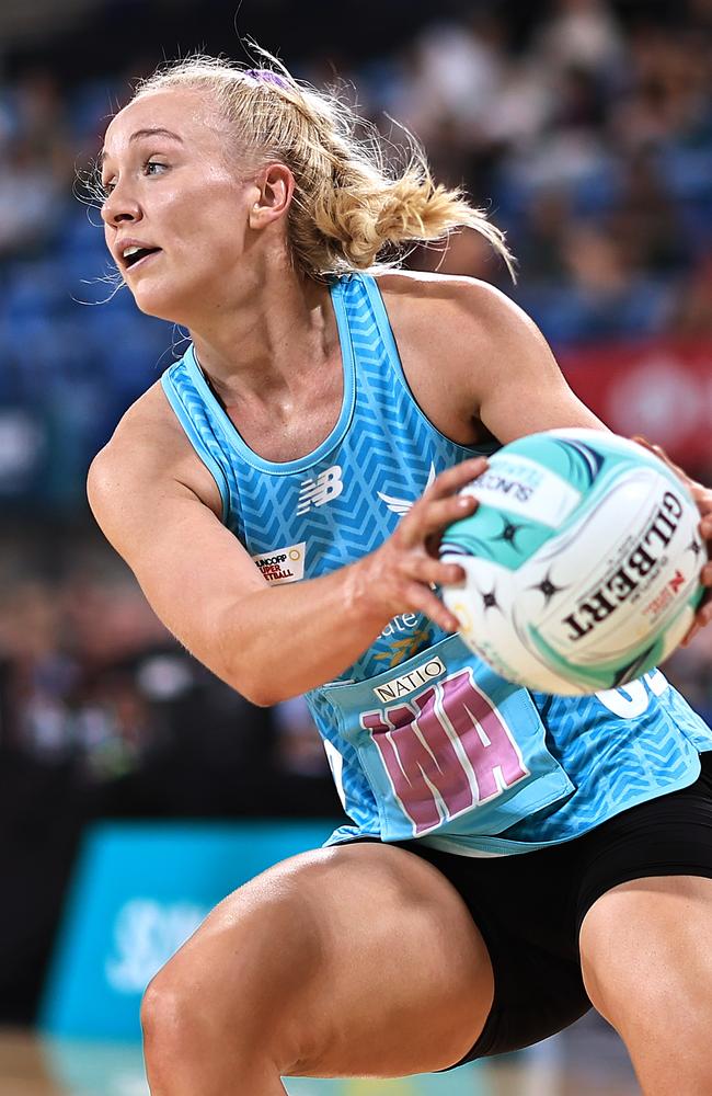 Tayla Fraser in action for the Mavericks on day one of the Team Girls Cup. Picture: Jenny Evans/Getty Images for Netball Australia