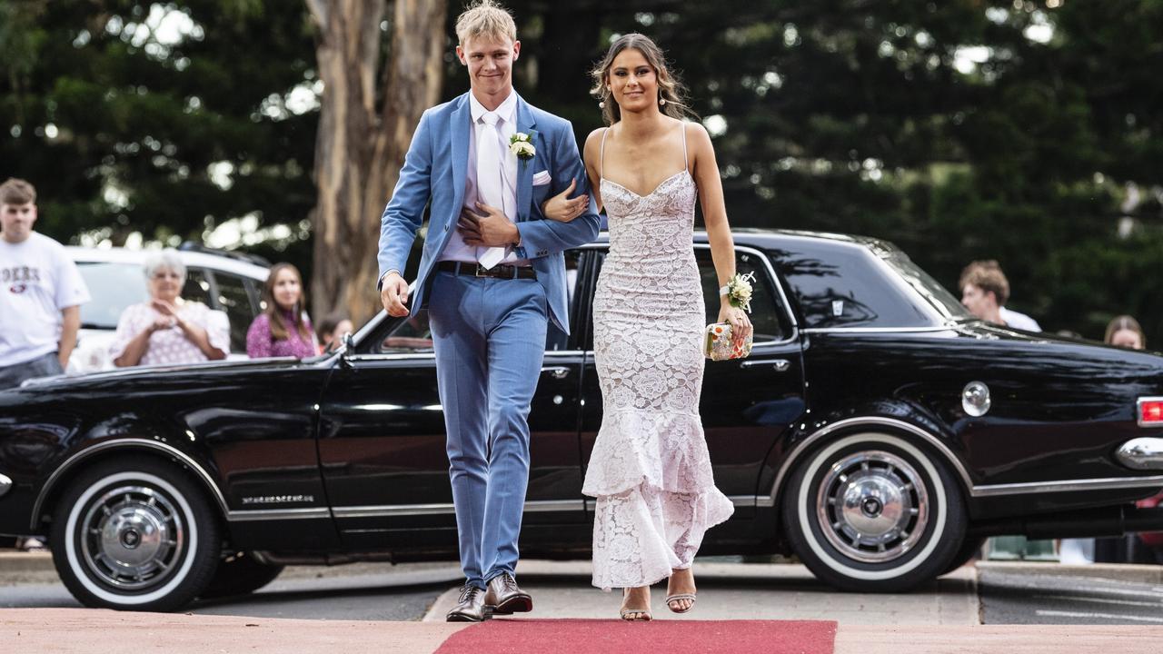 Joe Downs and partner Caitlin Bowen at St Mary's College formal at Picnic Point, Friday, March 24, 2023. Picture: Kevin Farmer