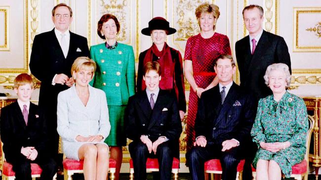 King Constantine (top, far left) was Prince William’s godfather. Picture: Ian Jones