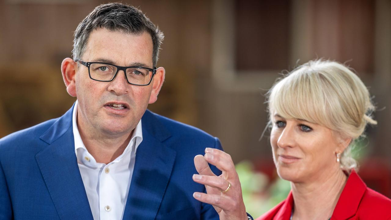 Daniel Andrews and his wife Catherine. Picture: Jake Nowakowski