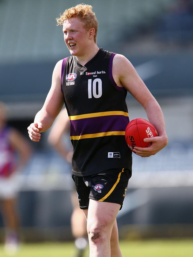 Melbourne star Clayton Oliver in 2015. (Photo by Robert Prezioso/AFL Media/Getty Images)