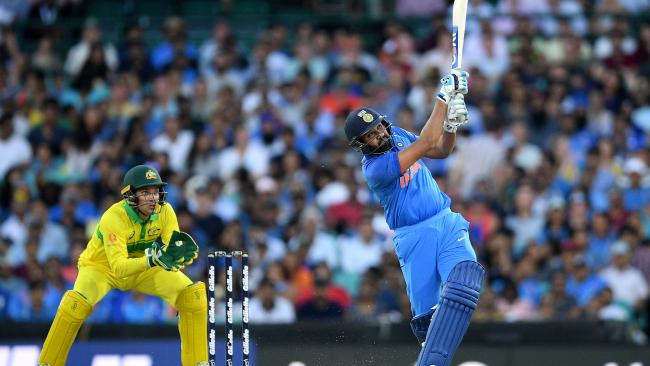 Rohit Sharma blasted a sensational century for India. (AAP Image/Dan Himbrechts)